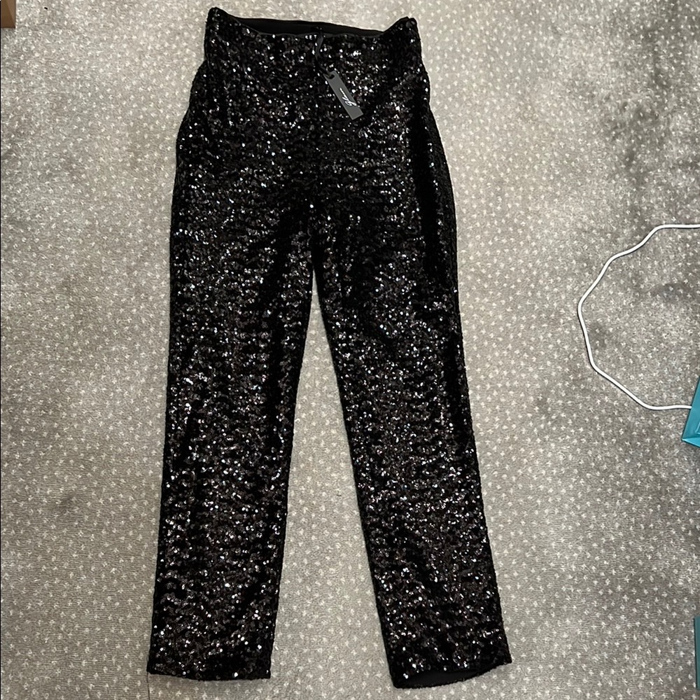 Sequin Black Pants- zips on the side. Never worn